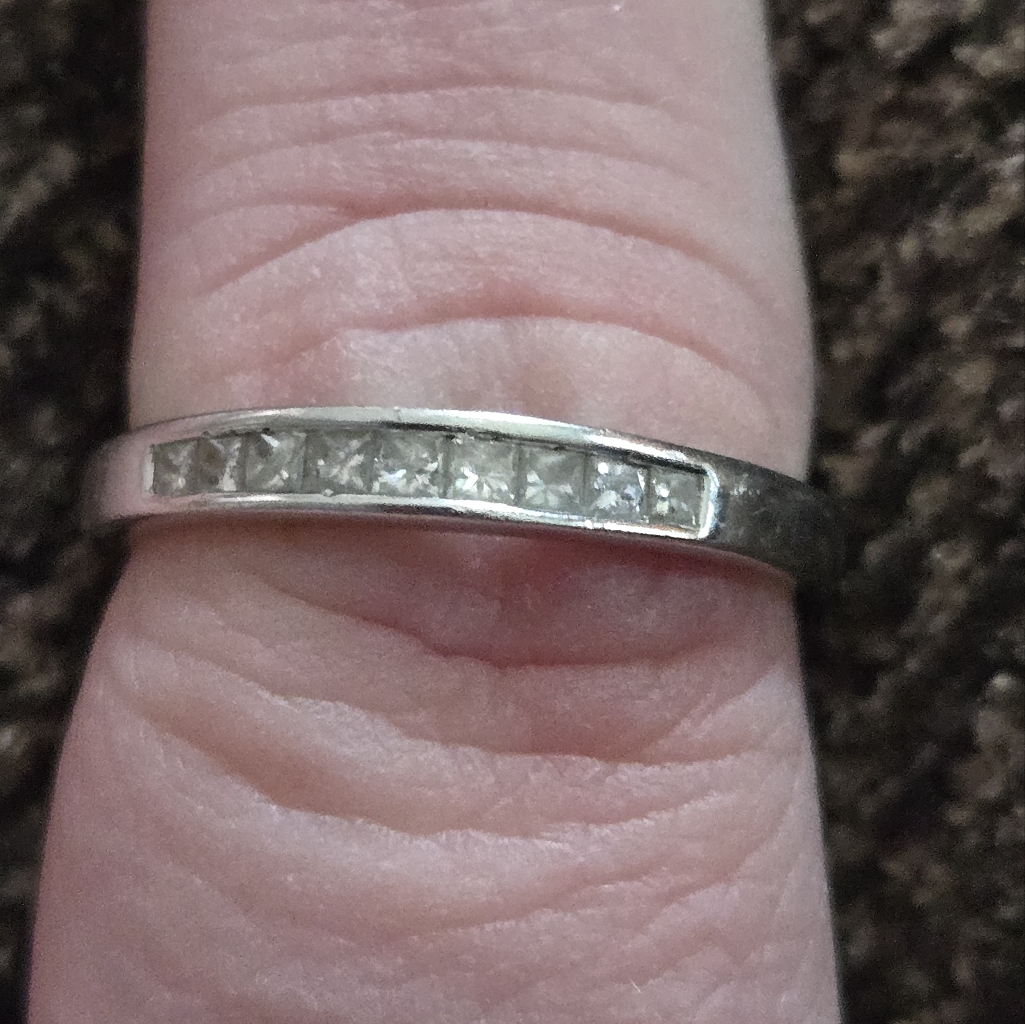 Wedding Band 14k White Gold And .50ctw Princess Cut Diamond